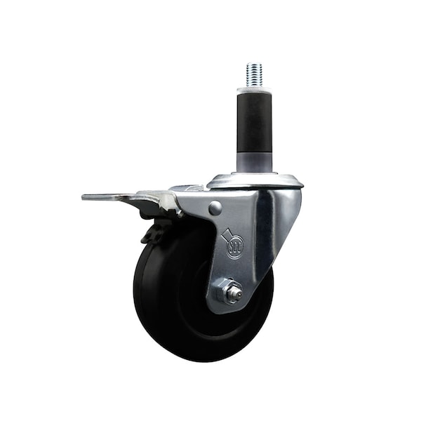 3.5'' Hard Rubber Swivel 1-1/8'' Expanding Stem Caster Total Lock Brake